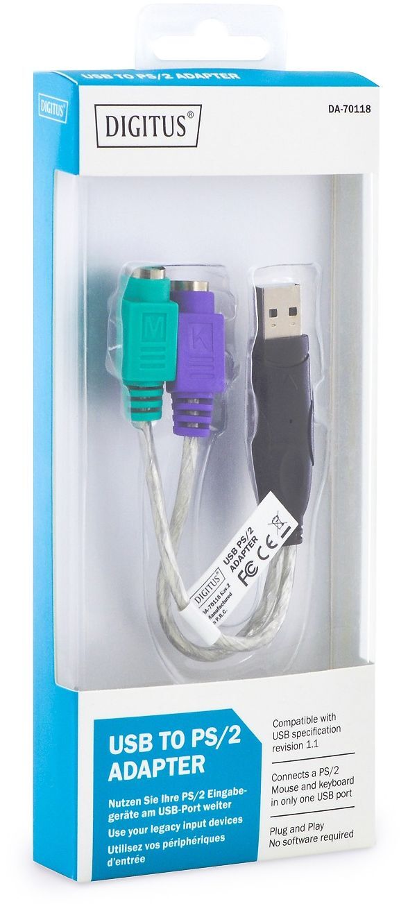 Адаптер DIGITUS USB 1.1 - 2xPS/2, M/F (DA-70118) фото 