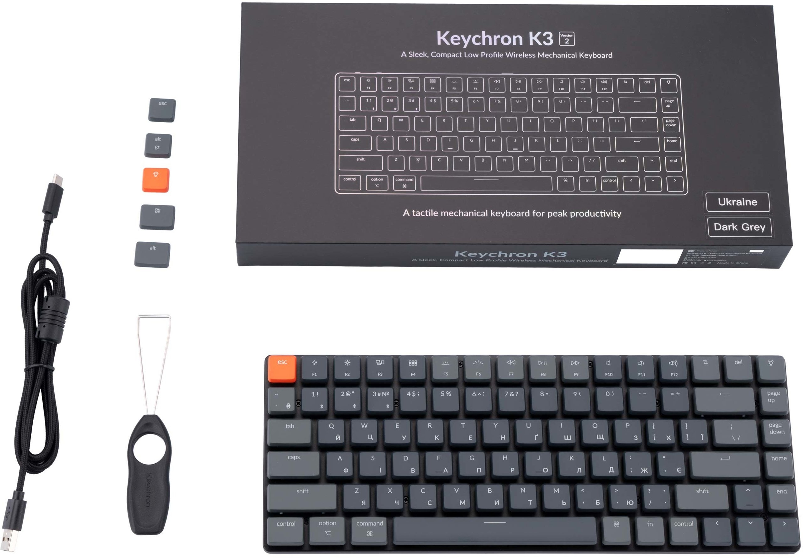 Клавіатура Keychron K3 84 Key Gateron Brown RGB WL UA Black (K3B3_Keychron)фото21