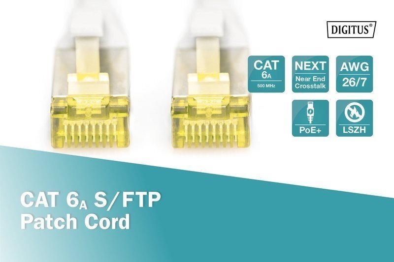 Патч-корд DIGITUS CAT 6а, SF-UTP, 20м, AWG 26/7, сірого кольору (DK-1644-A-200)фото