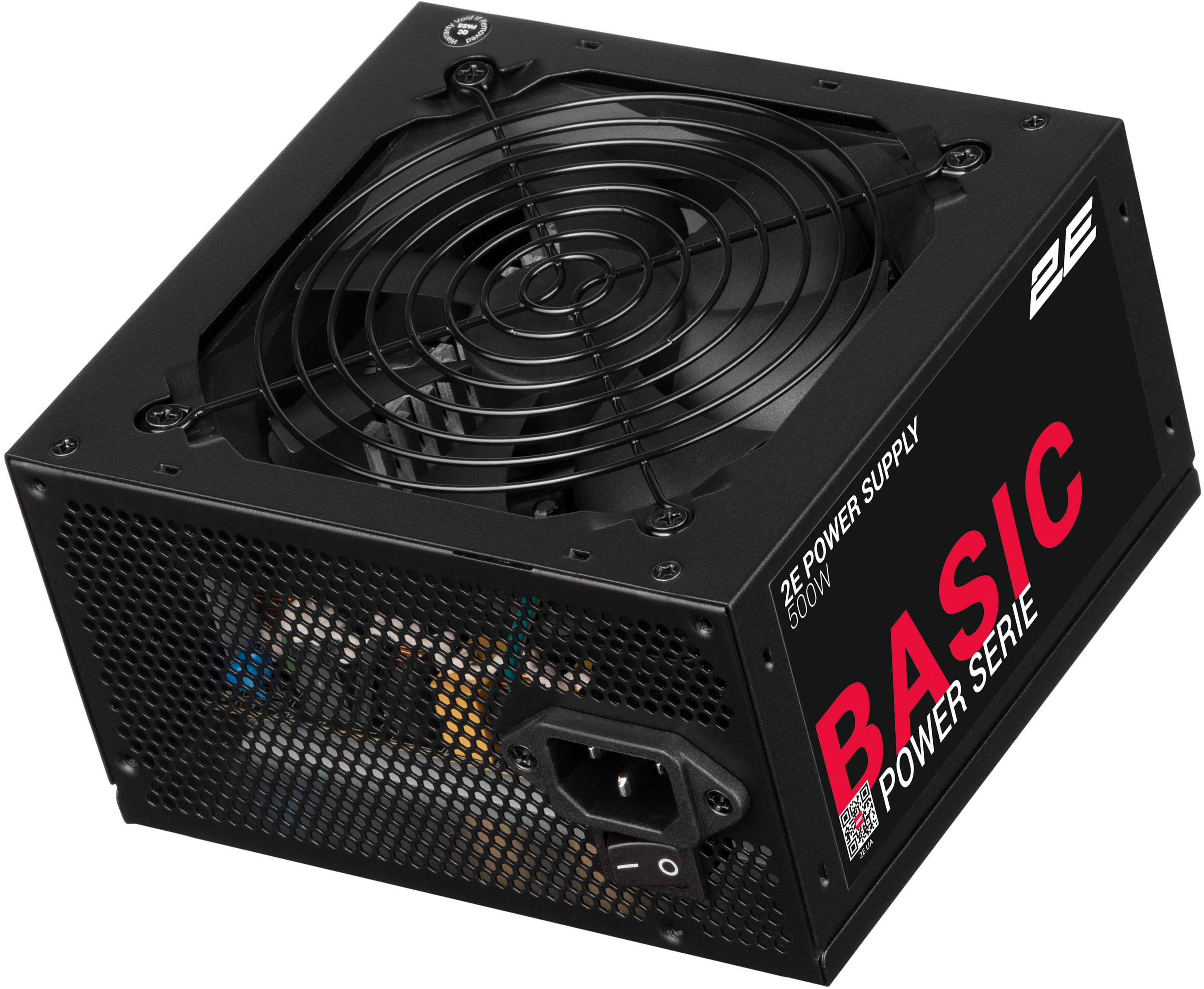 Блок живлення 2E BASIC POWER (500W), 80%, 120mm, 1xMB 24pin(20+4), 1xCPU 8pin(4+4), 3xMolex, 4xSATA, 2xPCIe 8pin(6+2)фото