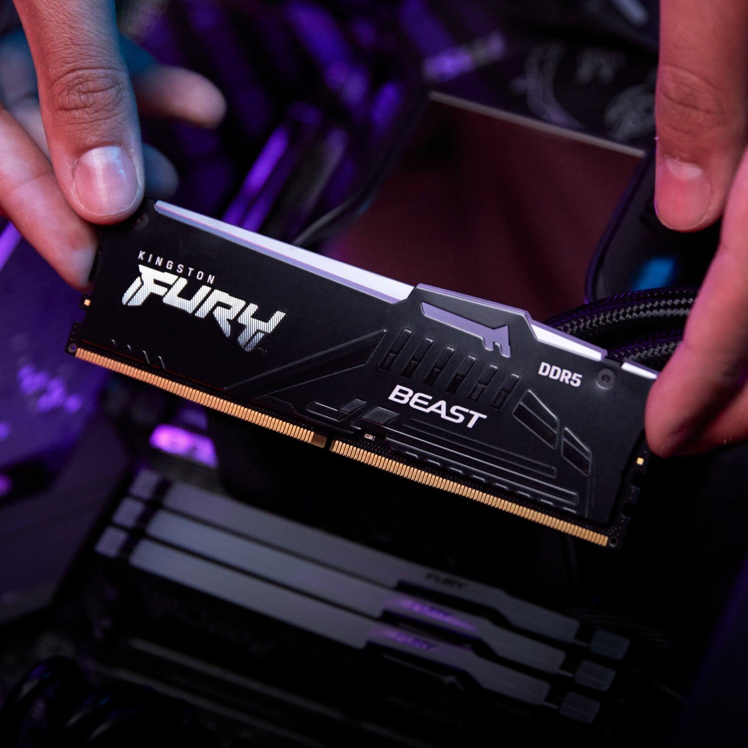 Память ПК Kingston DDR5 16GB KIT (8GBx2) 6000 FURY Beast RGB (KF560C40BBAK2-16) фото