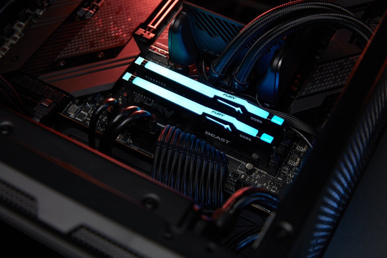 Память ПК Kingston DDR5 16GB KIT (8GBx2) 6000 FURY Beast RGB (KF560C40BBAK2-16) фото