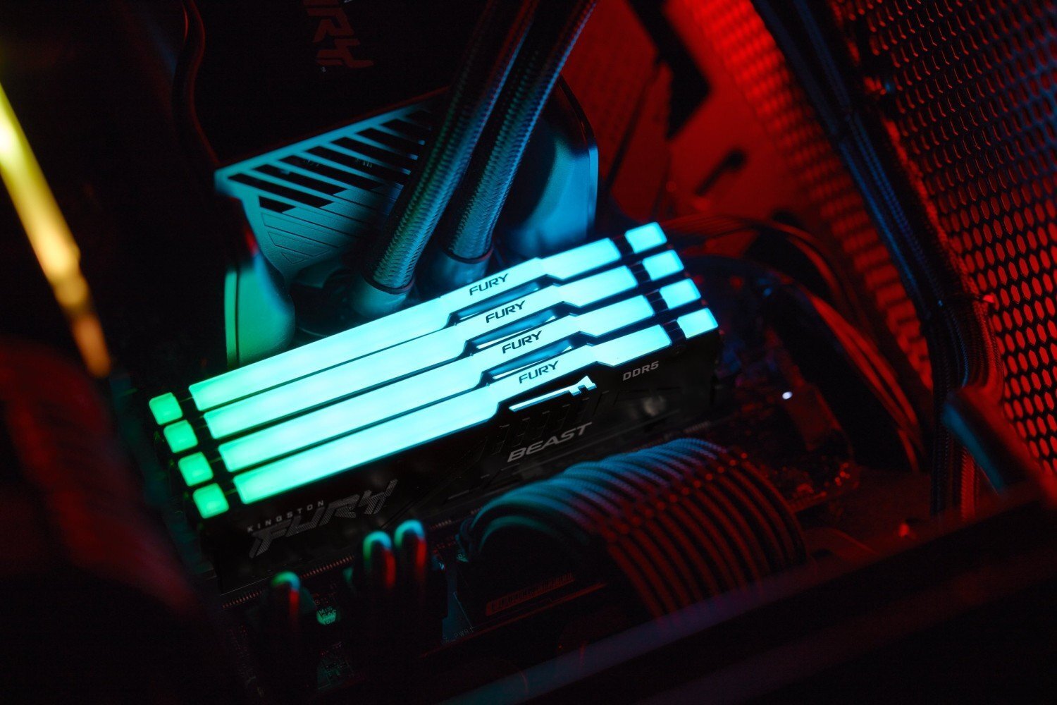 Память ПК Kingston DDR5 16GB KIT (8GBx2) 6000 FURY Beast RGB (KF560C40BBAK2-16) фото