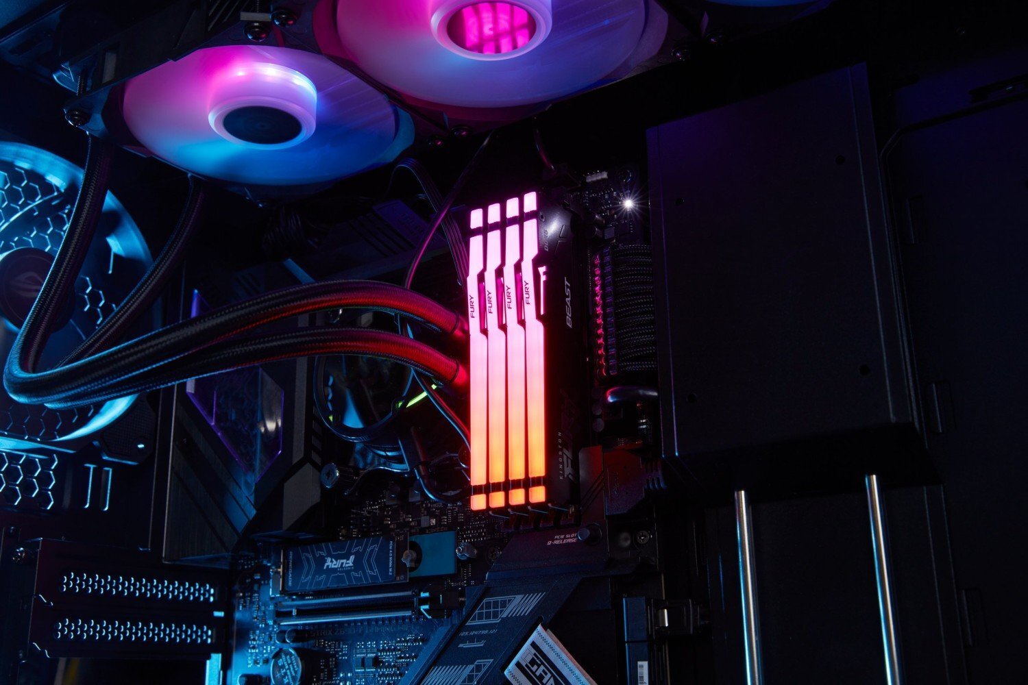 Память ПК Kingston DDR5 16GB KIT (8GBx2) 6000 FURY Beast RGB (KF560C40BBAK2-16) фото