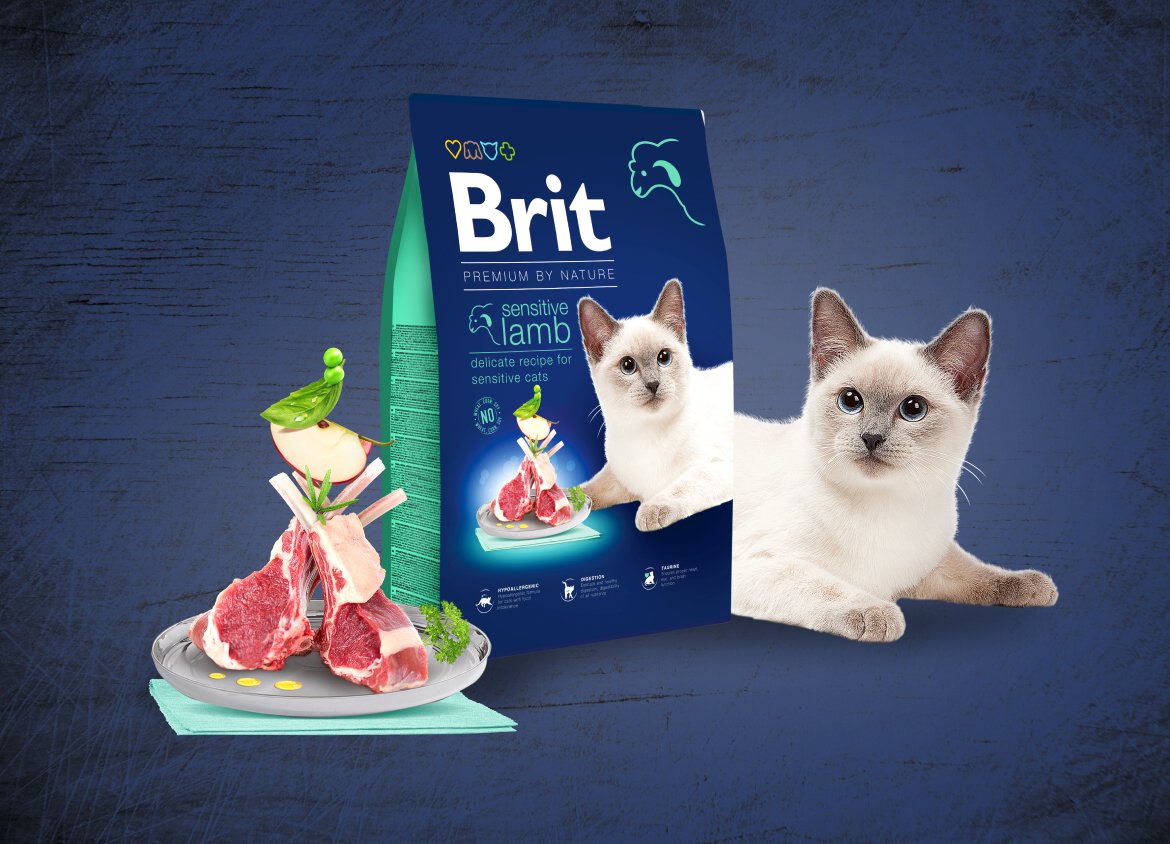 Сухий корм для кішок з чутливим травленням Brit Premium by Nature Cat Sensitive з ягням 1,5 кгфото2