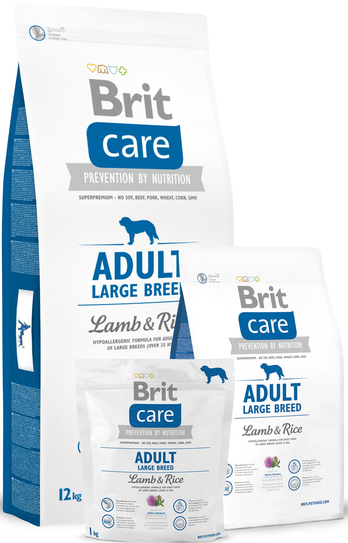 Сухой корм для взрослых собак крупных пород Brit Care Adult Large Breed Lamb & Rice 12 кг фото 3
