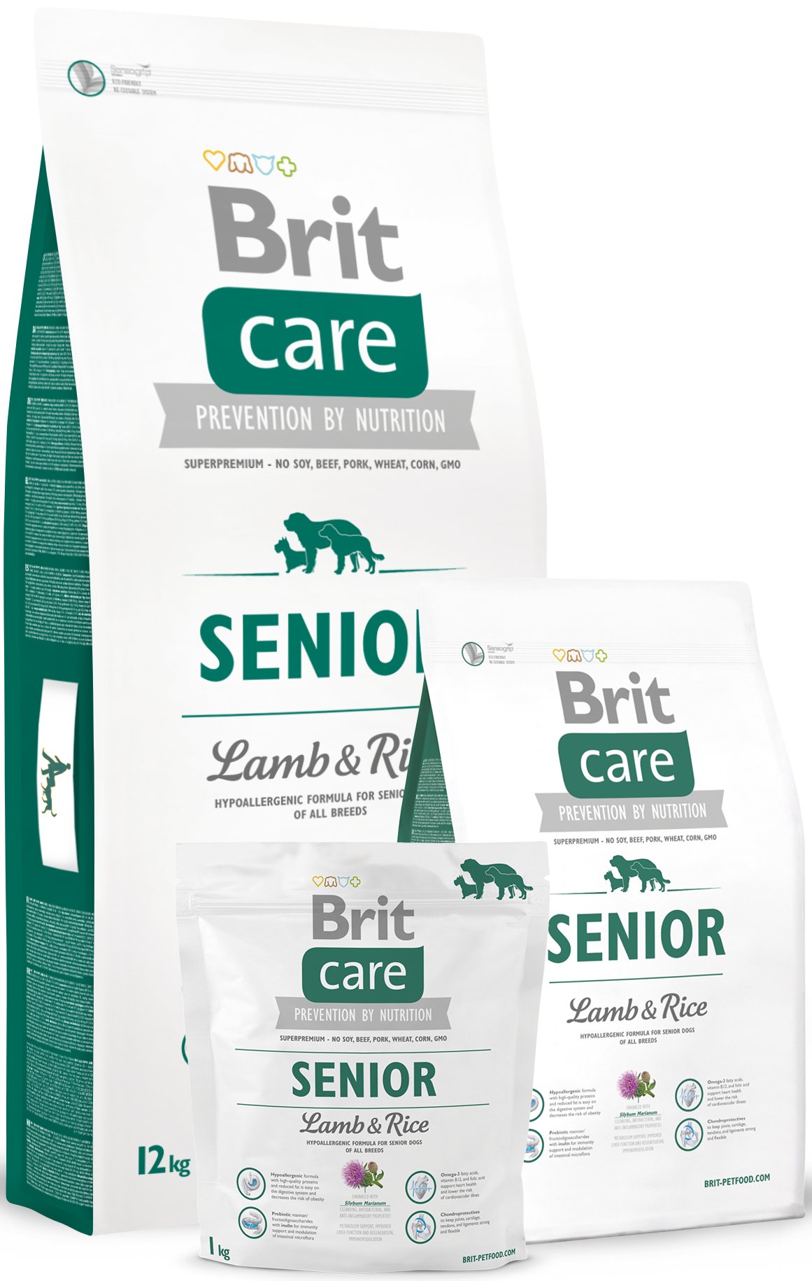 Сухой корм для пожилых собак всех пород Brit Care Senior All Breed Lamb & Rice 12 кг фото 5