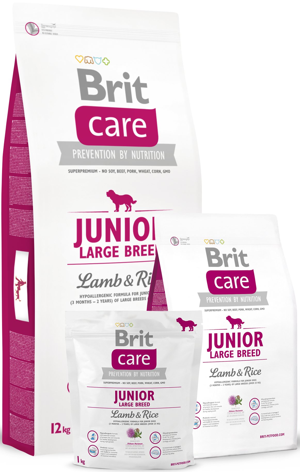 Сухий корм для цуценят та молодих собак великих порід Brit Care Junior Large Breed Lamb & Rice 1 кгфото5