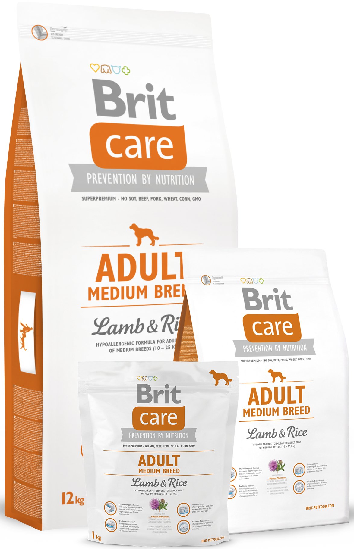 Сухой корм для взрослых собак средних пород Brit Care Adult Medium Breed Lamb & Rice 3 кг фото 4