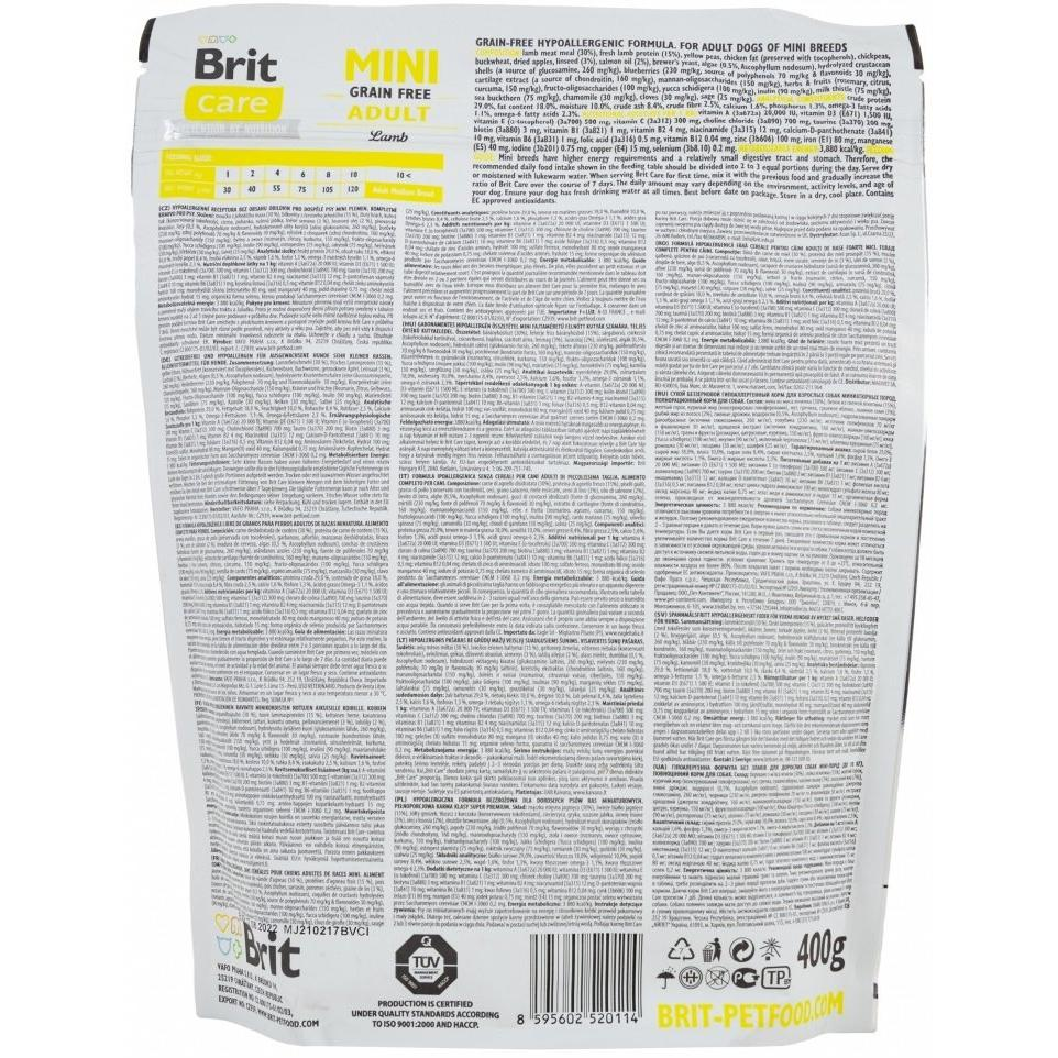 Сухий корм для собак Brit Care Mini Grain Free Adult 400гфото