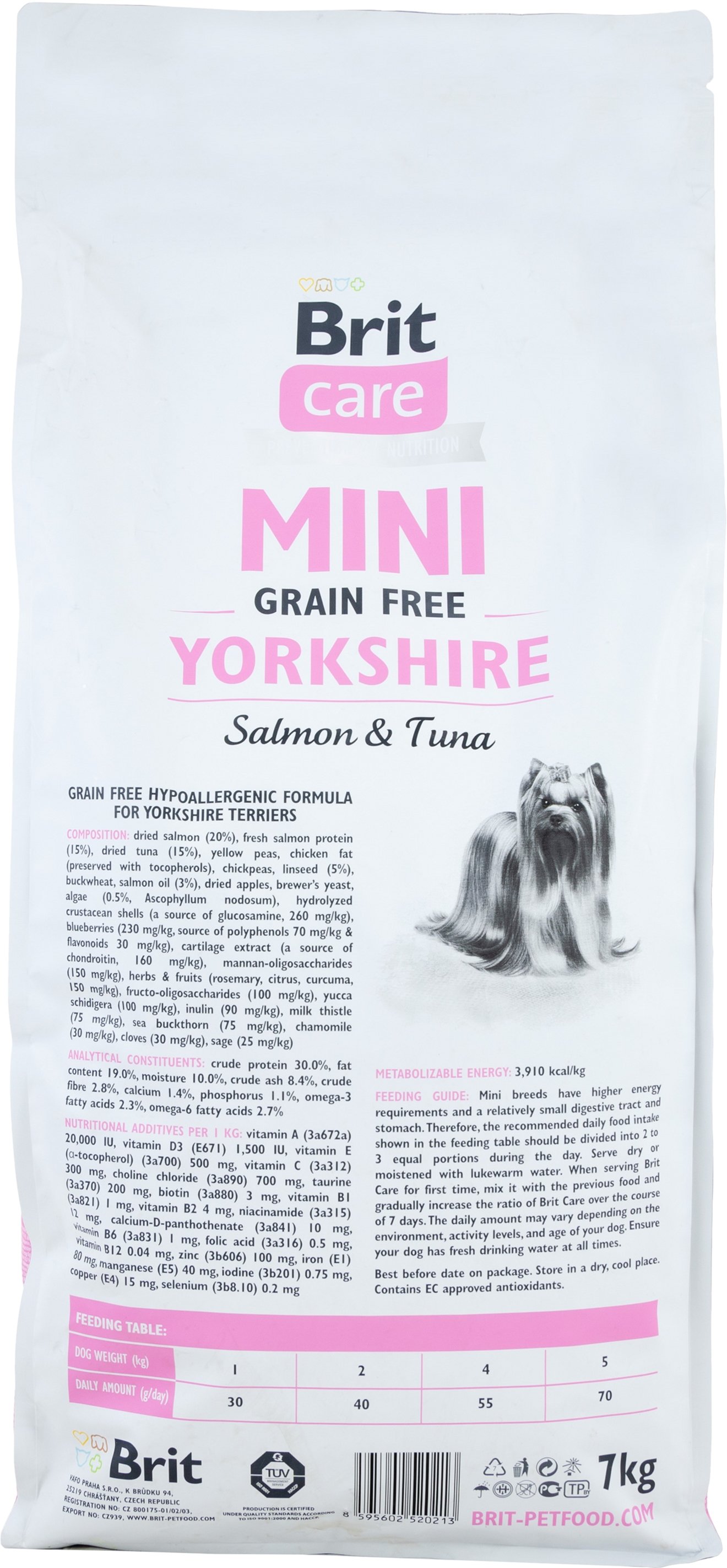 Сухой корм для взрослых собак породы йоркширский терьер Brit Care Sensitive Grain Free Yorkshire 7 кг фото 2