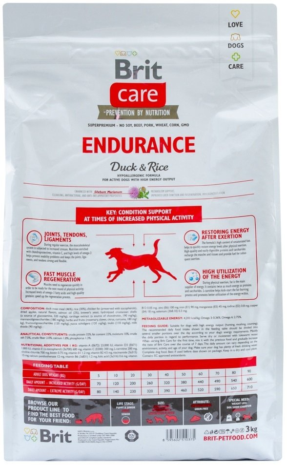 Сухой корм для активных собак всех пород Brit Care Endurance 3 кг фото 2