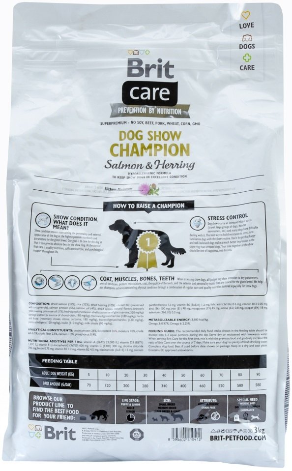 Сухой корм для выставочных собак Brit Care Dog Show Champion 3 кг фото 2