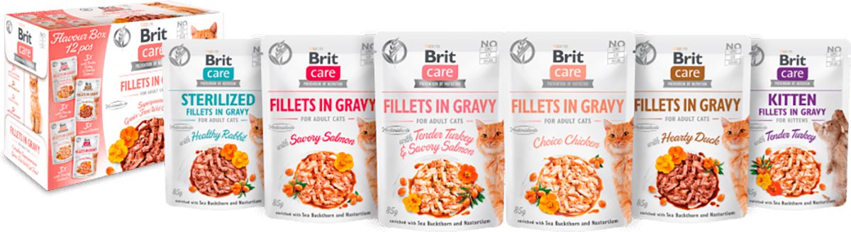 Вологий корм для кішок Brit Care Cat pouch 85г філе у соусі пікантний лососьфото3