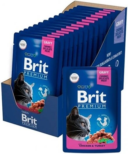 Влажный корм для котов Brit Premium pouch 100г курица и индейка фото 3