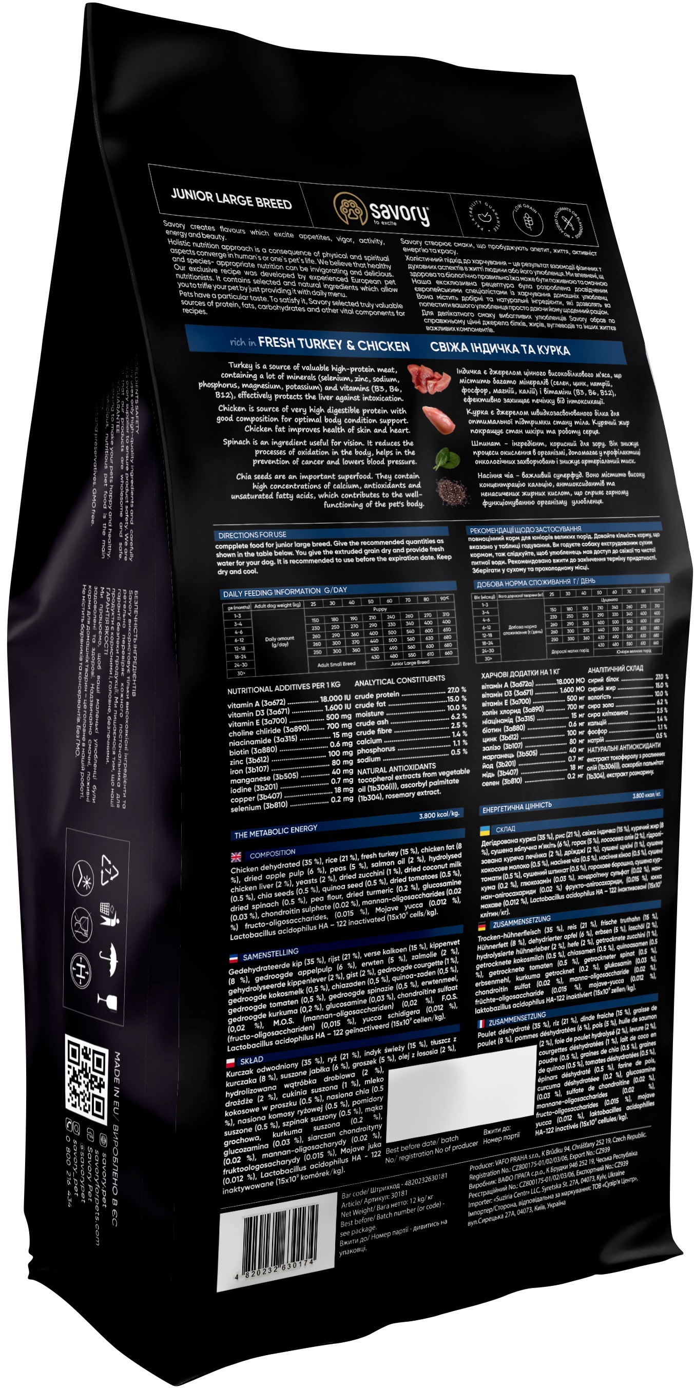 Сухий корм для цуценят Savory зі свіжим м'ясом індички та курки 12кгфото