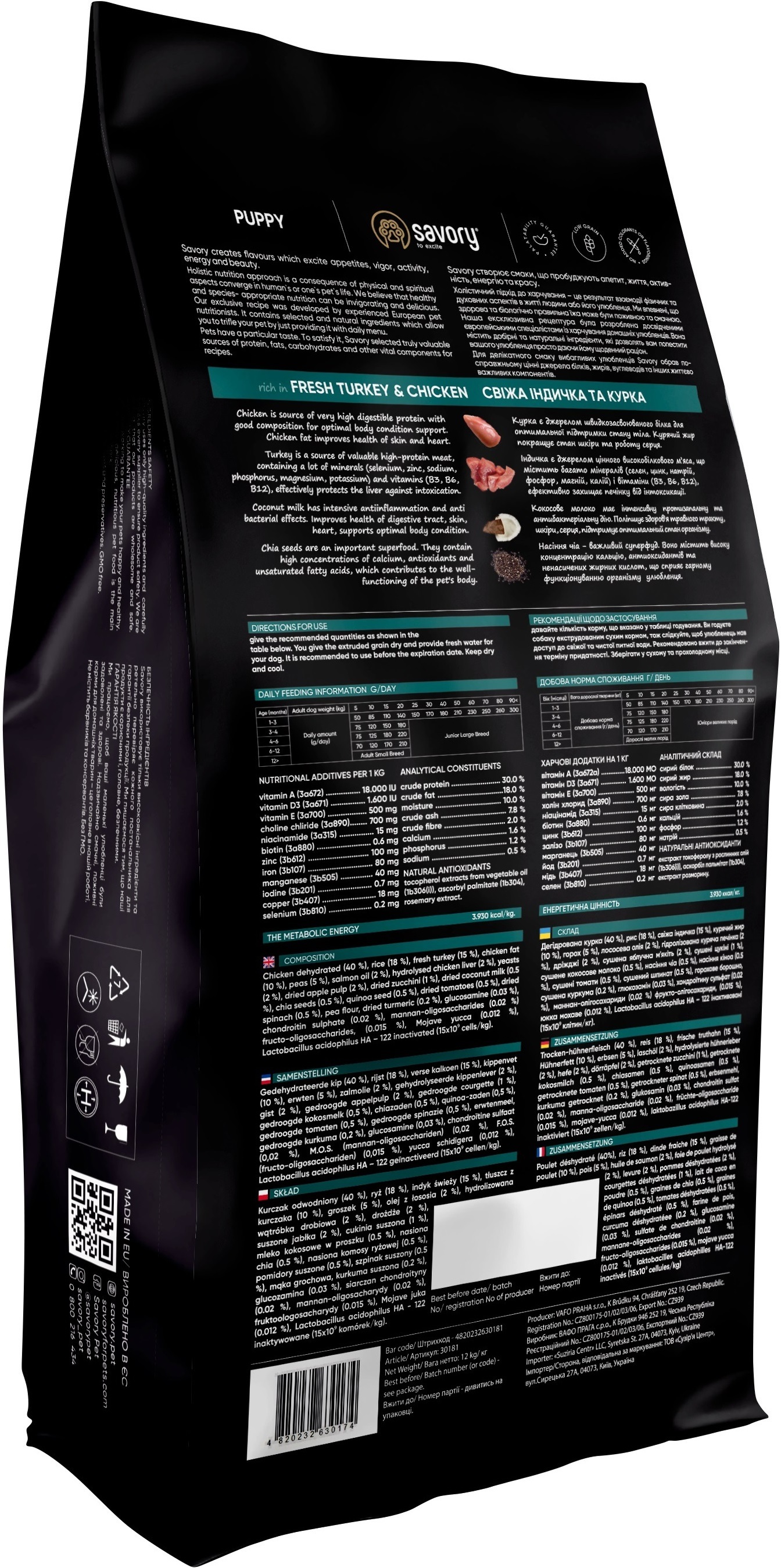 Сухий корм для цуценят Savory зі свіжим м'ясом індички и куркою 12кгфото2
