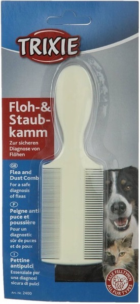 Расческа для собак и кошек Trixie для поиска блох и вшей двухсторонняя пластиковая 14см фото 2