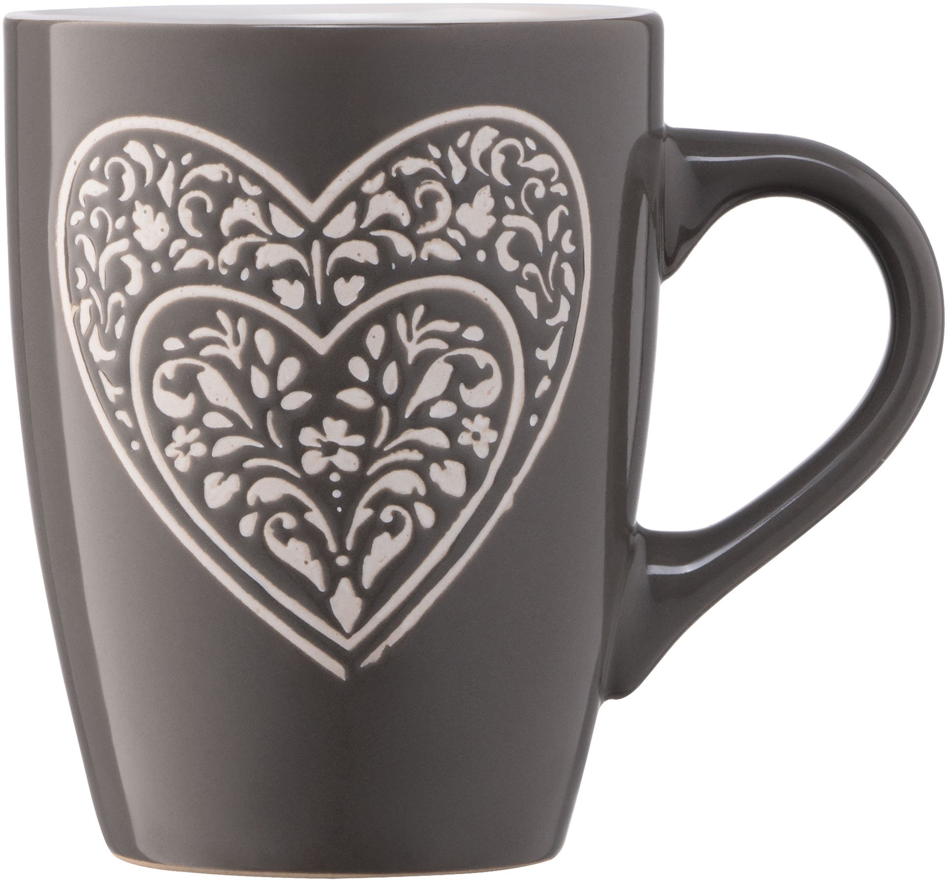 Чашка Ardesto Heart, 330 мл, темно-серая, керамика (AR3467DGR) фото 3