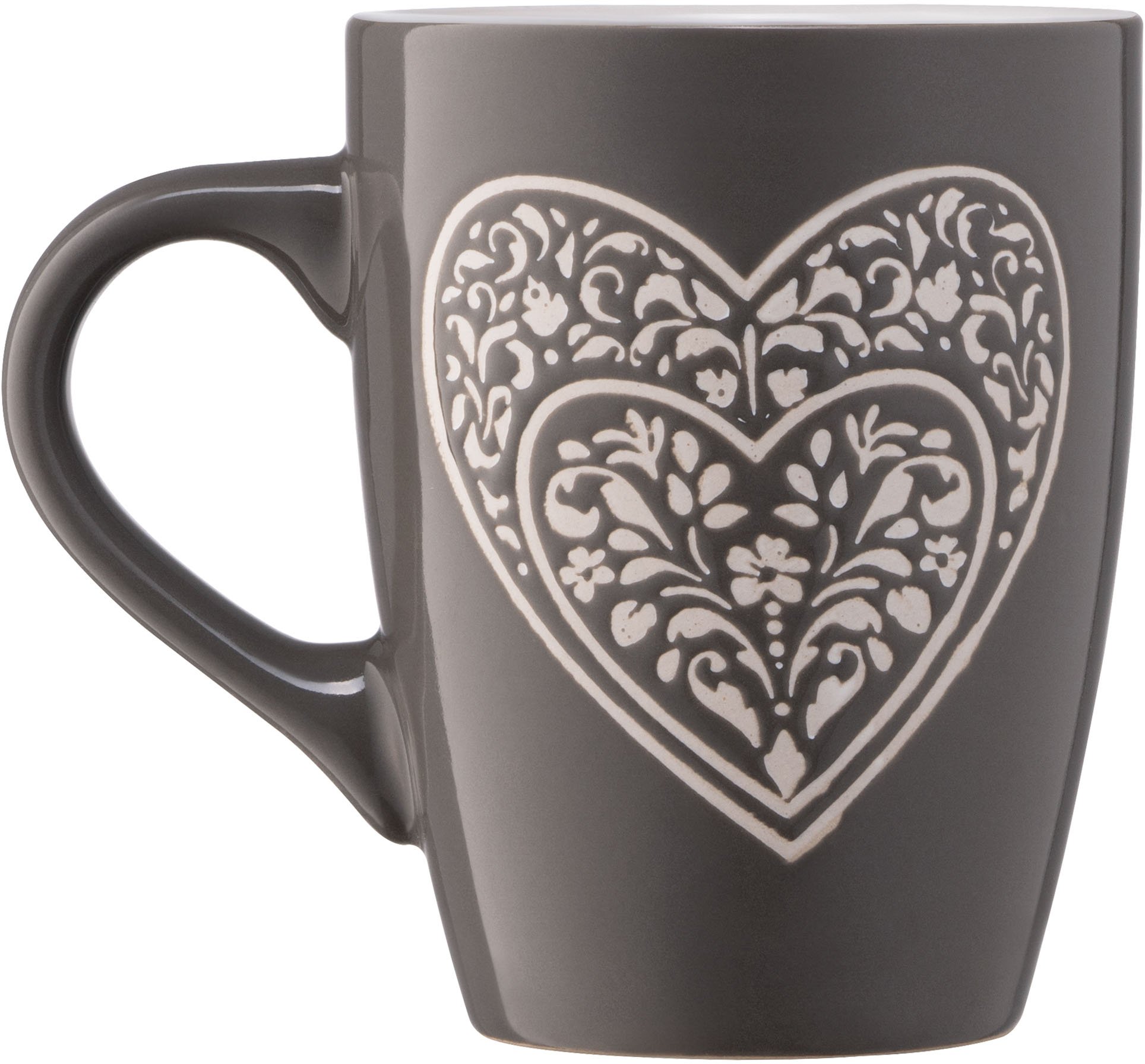 Чашка Ardesto Heart, 330 мл, темно-серая, керамика (AR3467DGR) фото 4