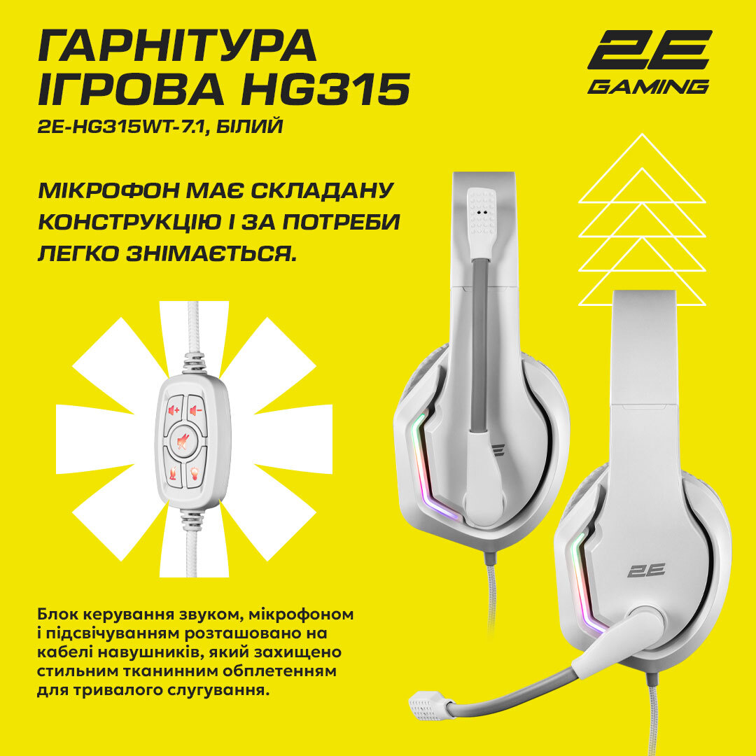 Игровая гарнитура 2E Gaming HG315 RGB USB 7.1 White фото 16