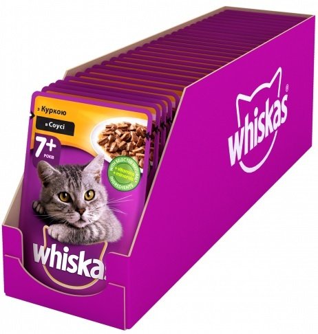 Вологий корм для котів Whiskas для котів від 7 років, з куркою в соусі, 100 г.фото5