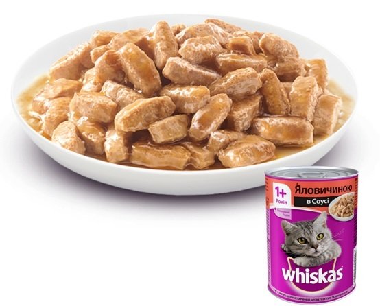 Влажный корм для котов Whiskas консерва говядина 400г фото 2