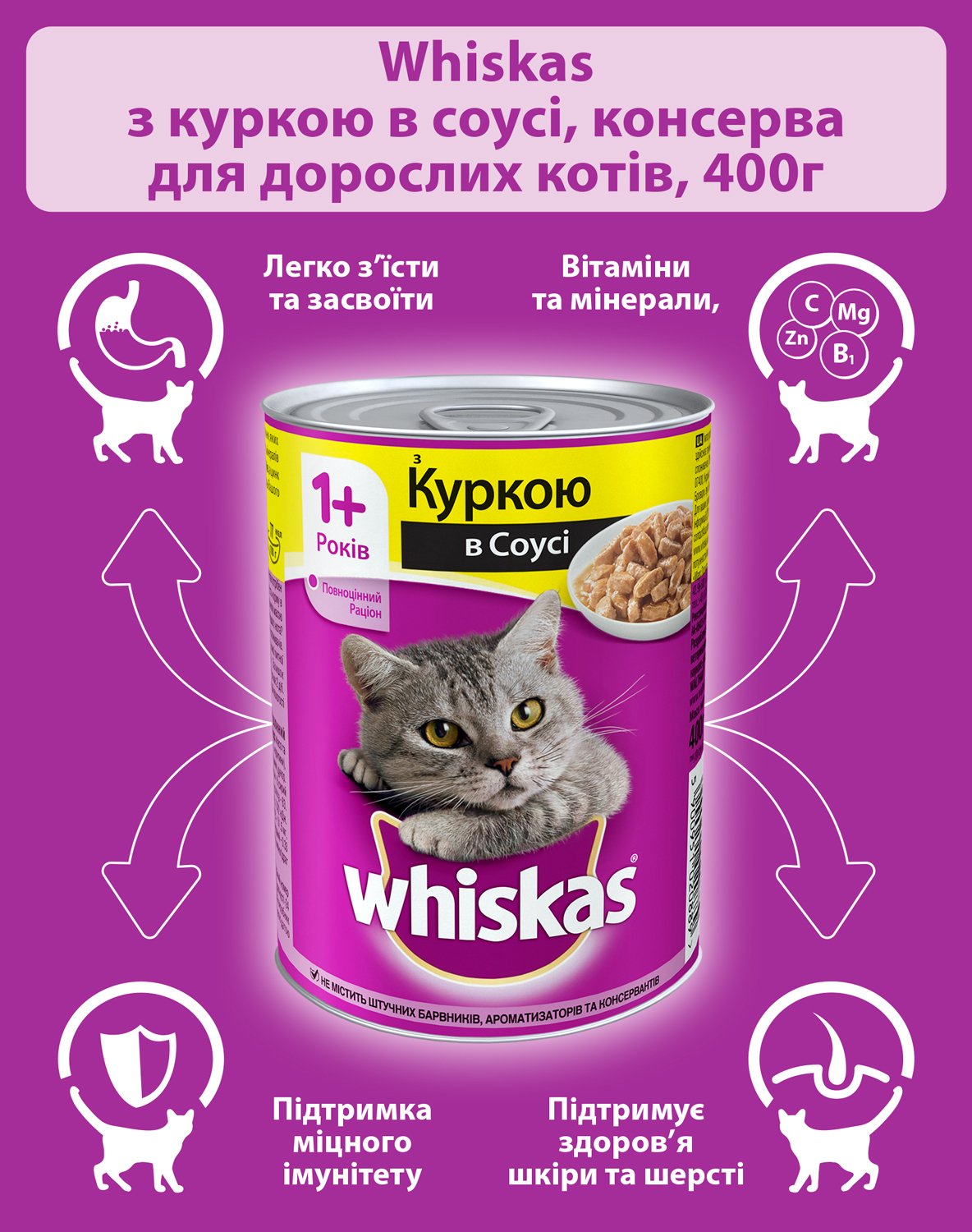 Вологий корм для котів Whiskas з куркою в соусіфото3