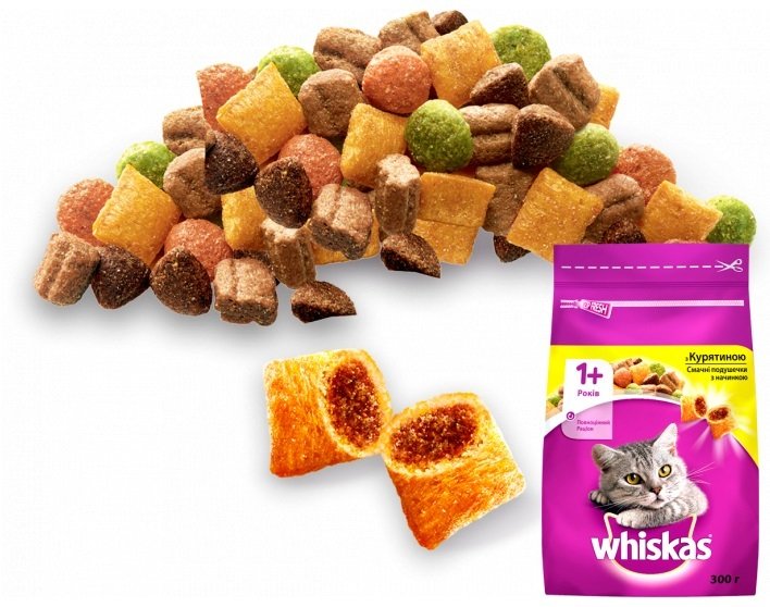 Сухой корм для взрослых кошек Whiskasas с курицей 300г фото 3