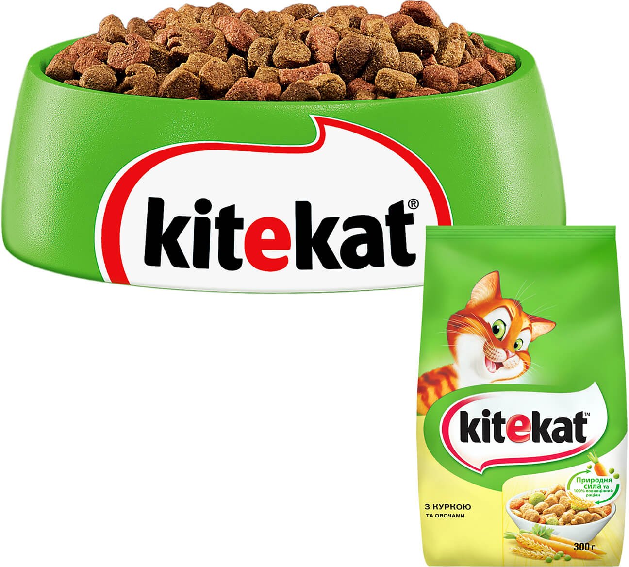 Сухой корм для взрослых кошек KiteKat с курицей и овощами 300г фото 4