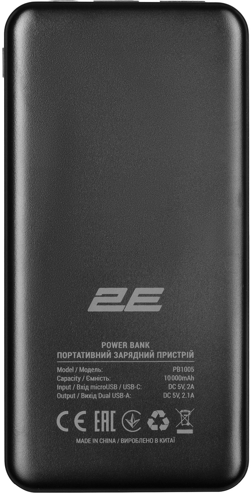 Портативный аккумулятор 2E 10000mAh Slim Black (2E-PB1005-BLACK) фото 3