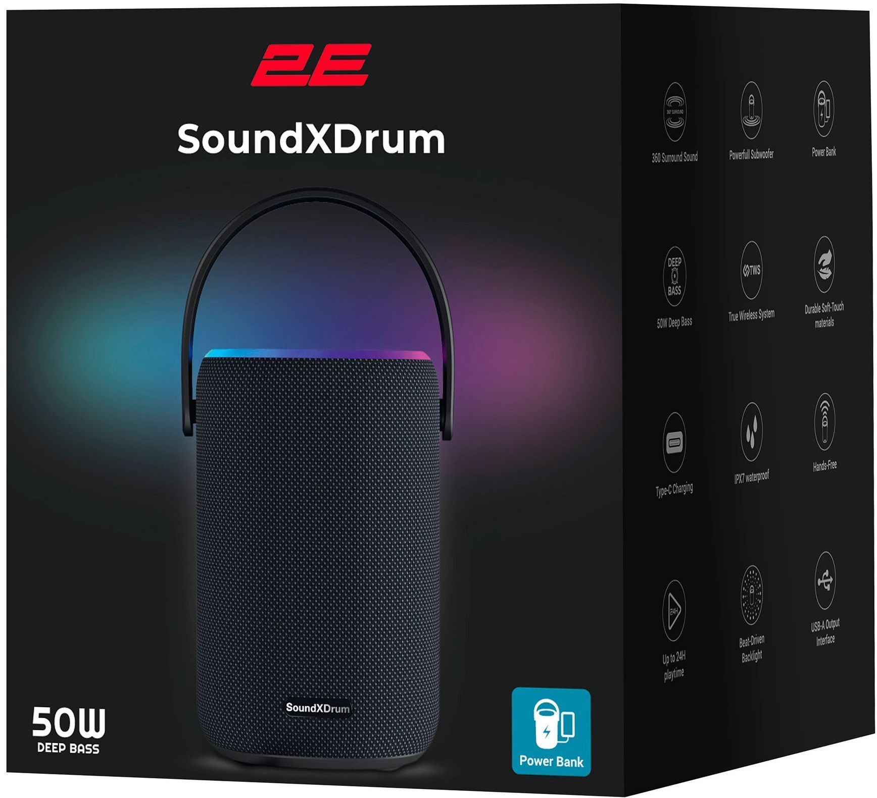 Портативна акустика 2E SoundXDrum Black (2E-BSSXDWBK)фото9