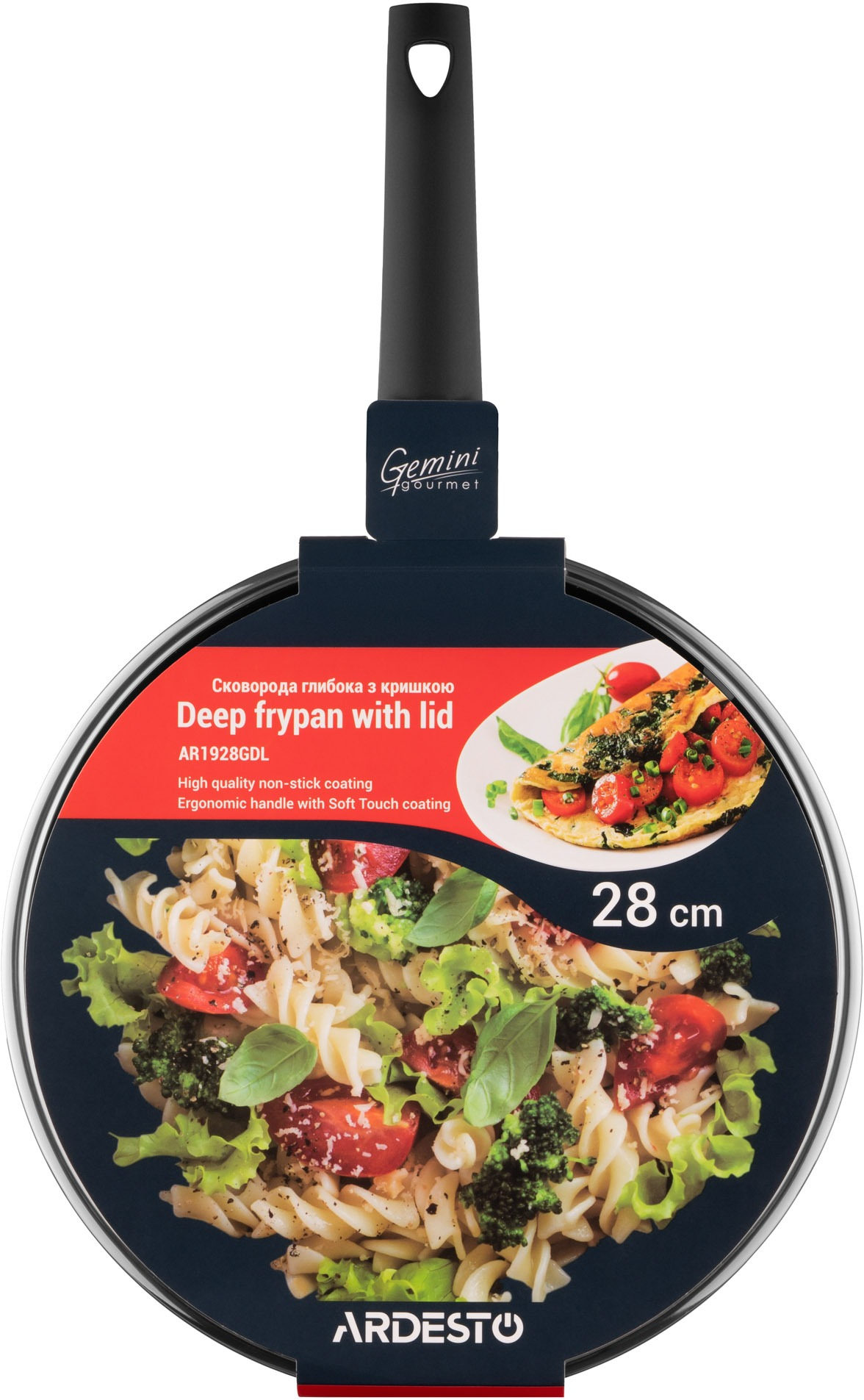 Сковорода ARDESTO Gemini Gourmet Viareggio с крышкой 28 см, черный, алюминий (AR1928GDL) фото 