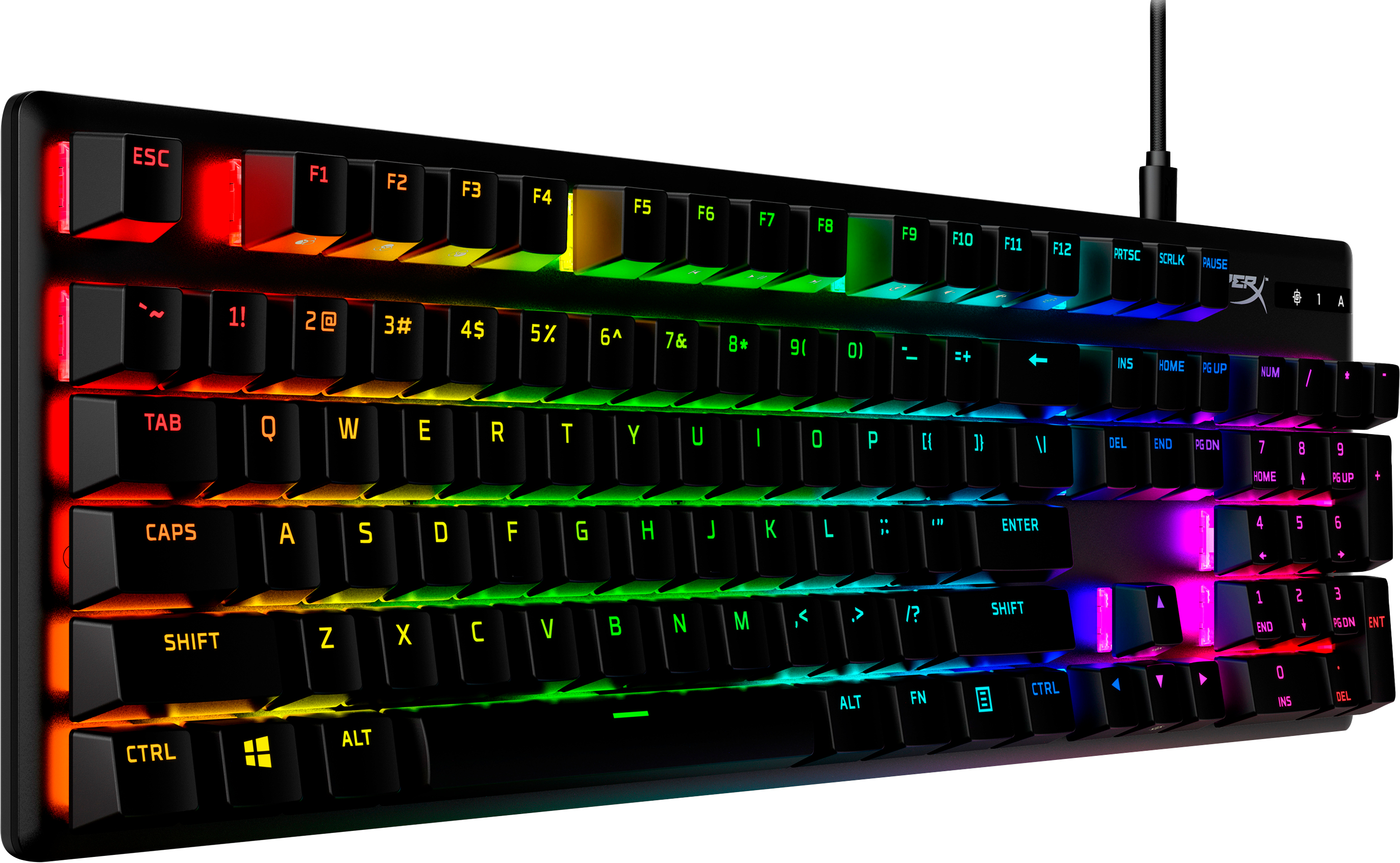 Ігрова клавіатура HyperX Alloy Origins Red USB RGB PBT EN/UA, Black (639N3AA)фото2