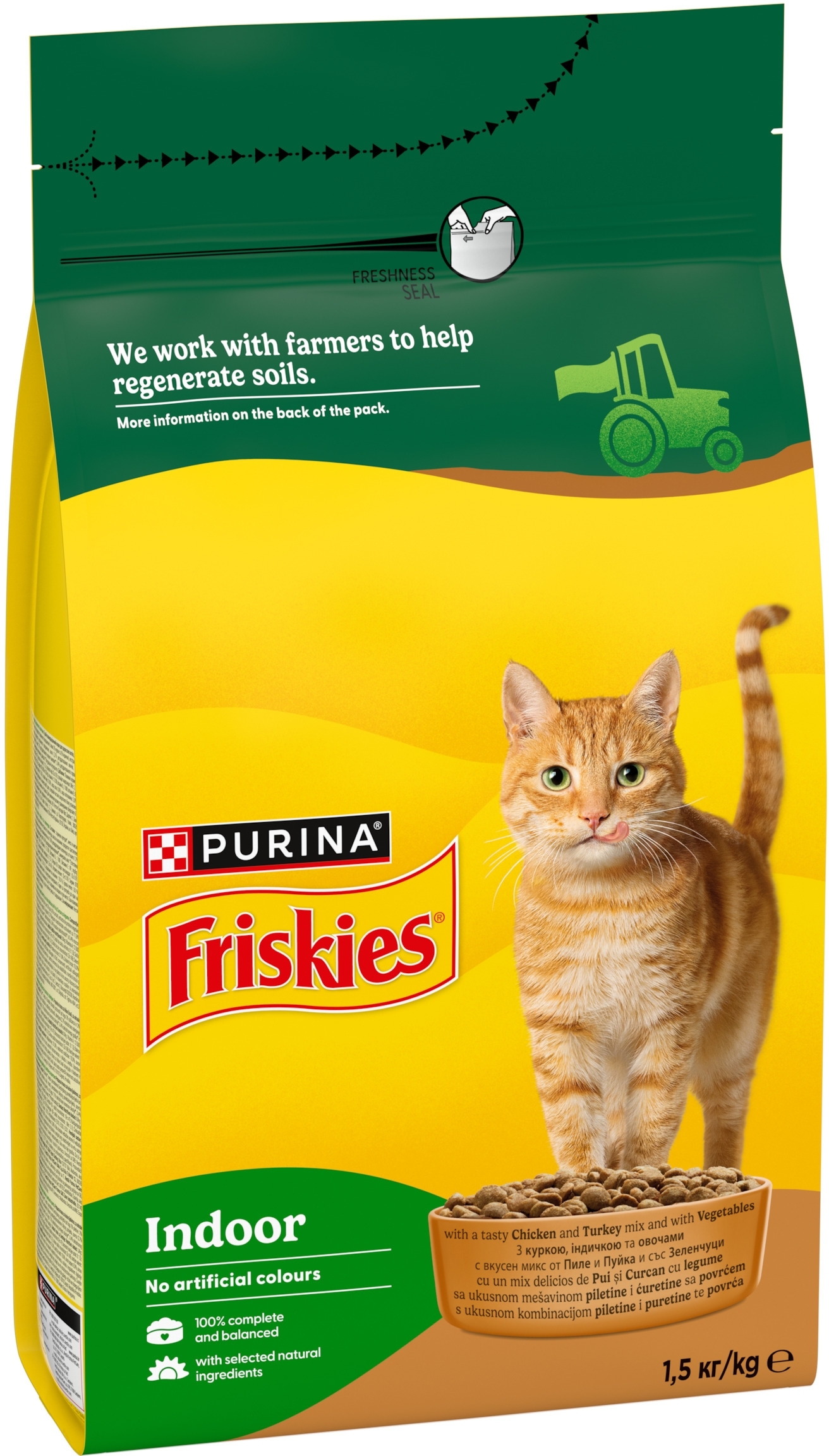 Сухой корм для взрослых котов Purina Friskies Indoor с курицей, индейкой и овощами 1.5 кг фото 4