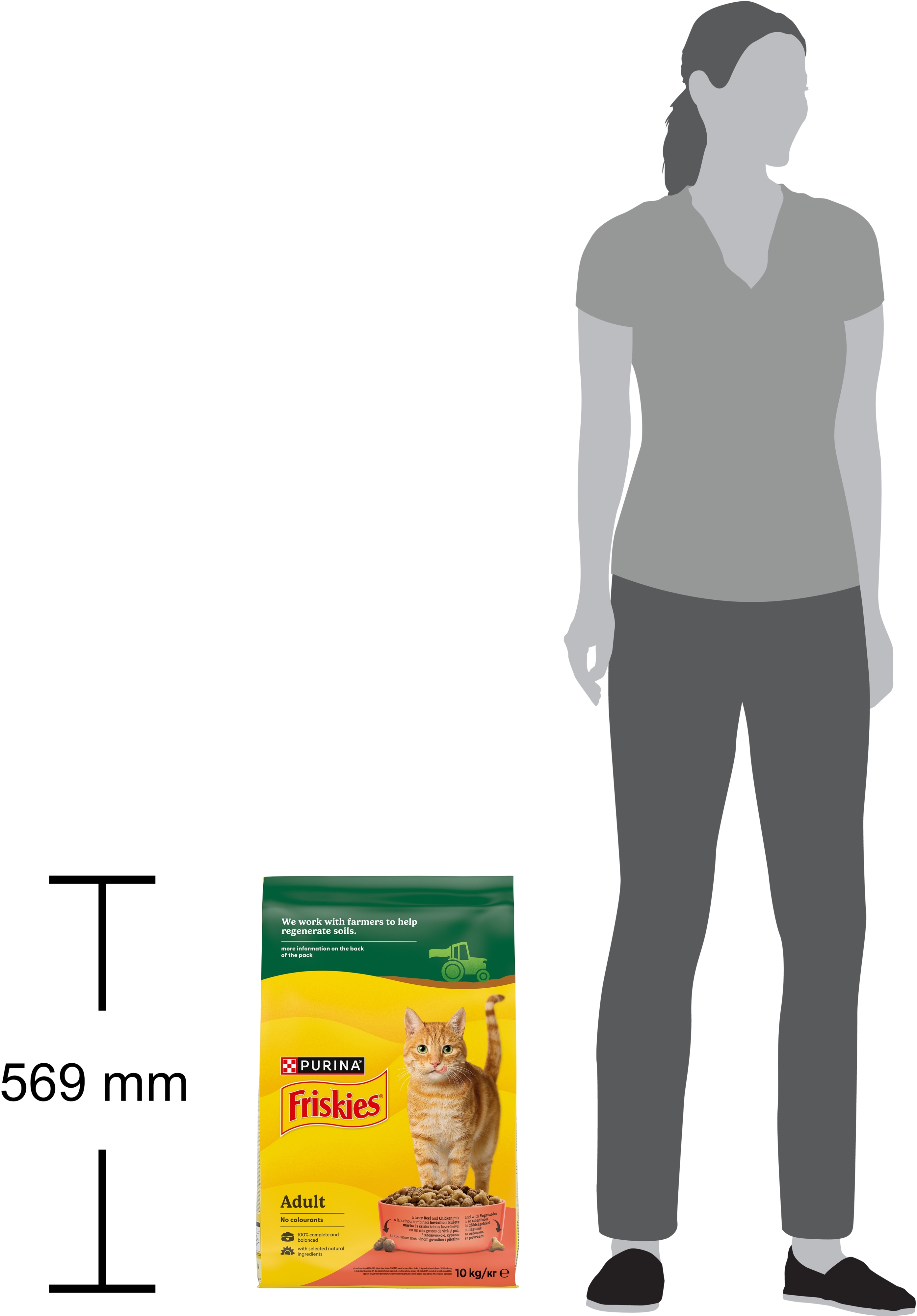 Сухой корм для взрослых котов Purina Friskiesс говядиной, курицей и овощами 10 кг фото 8