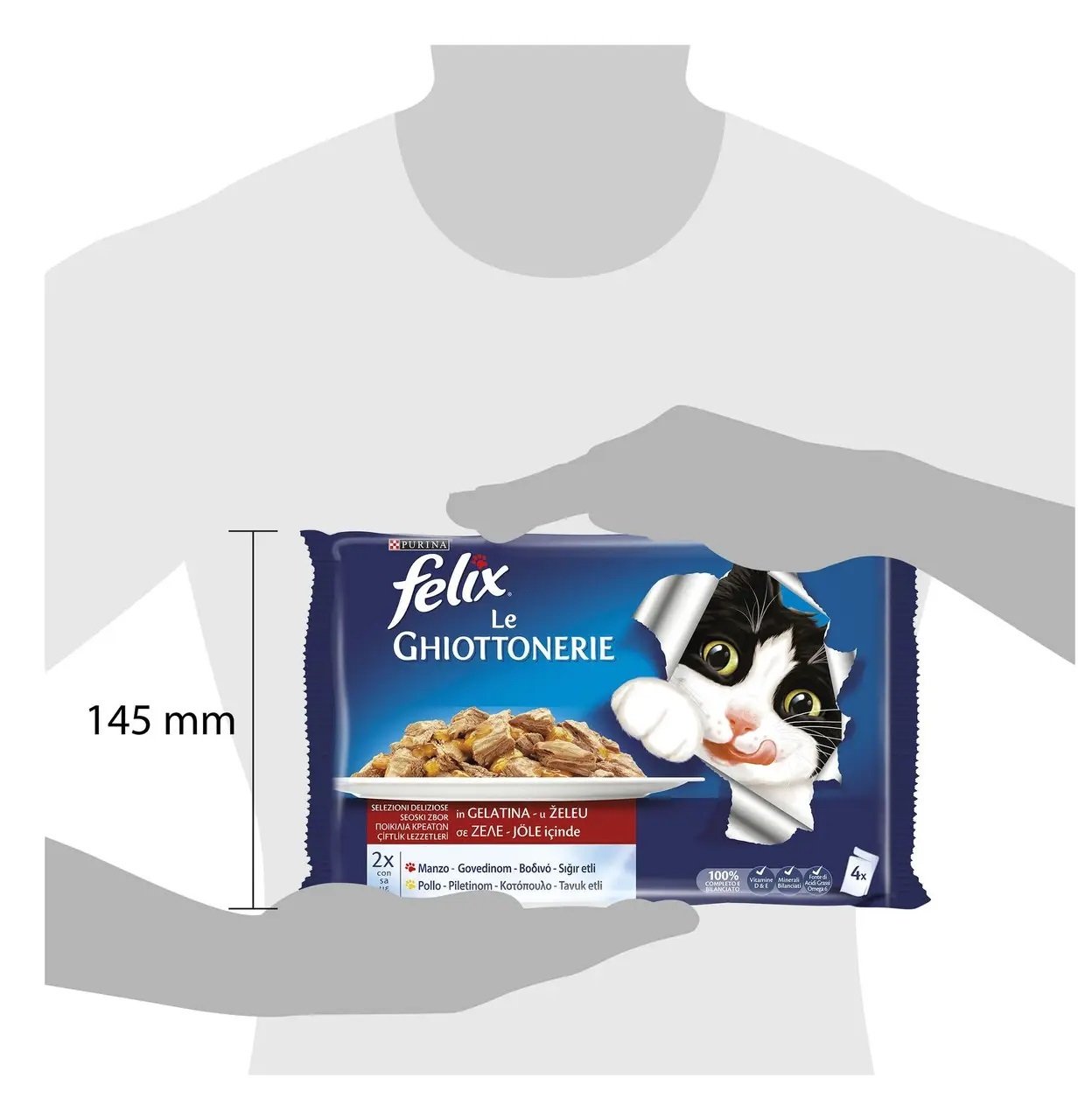Влажный корм для кошек Felix Agail кусочки в желе с говядиной и курицей 4x100г фото 3
