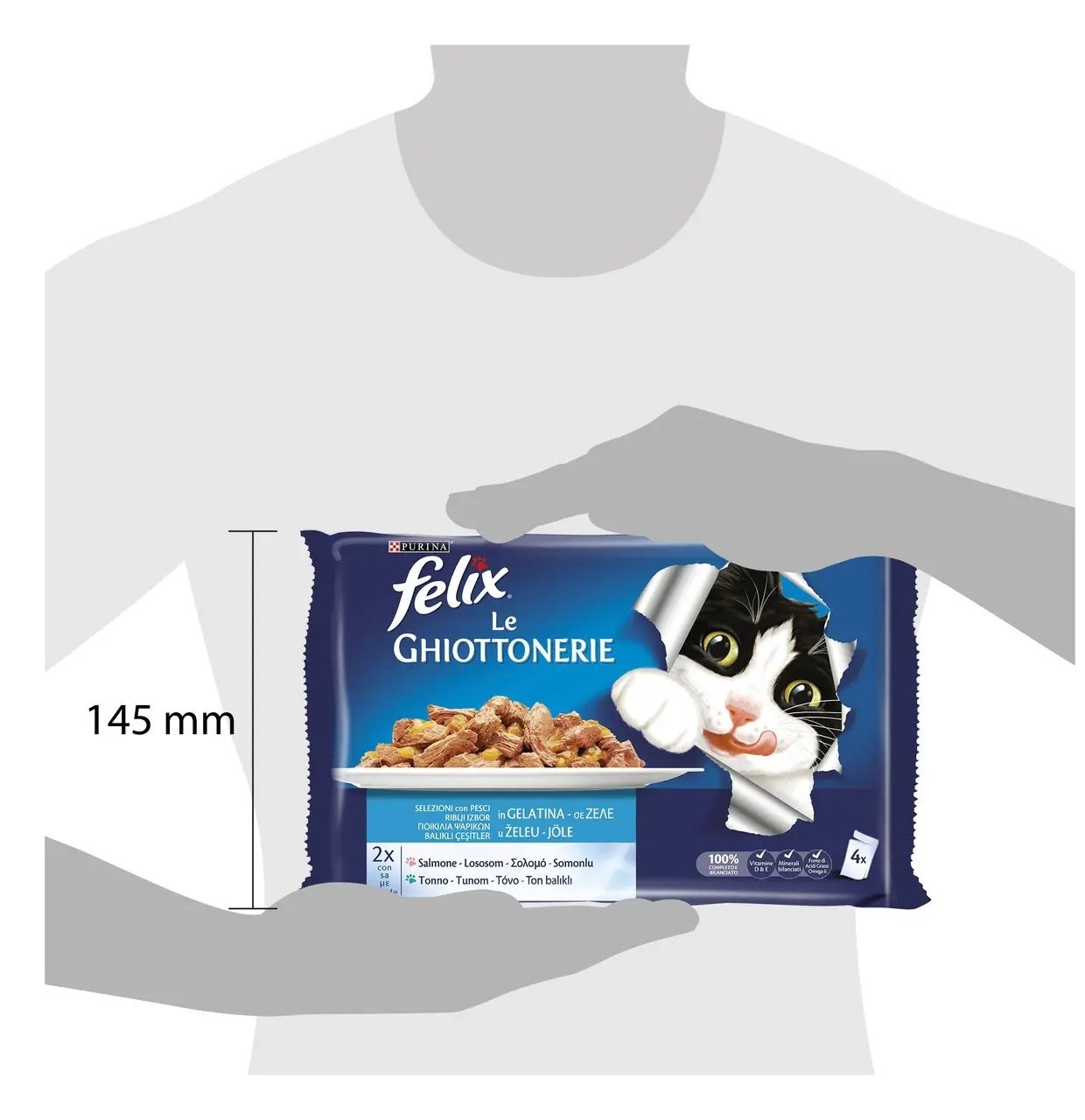 Вологий корм для кішок Felix Agail шматочки в желе з тунцем та лососем 4x100гфото3