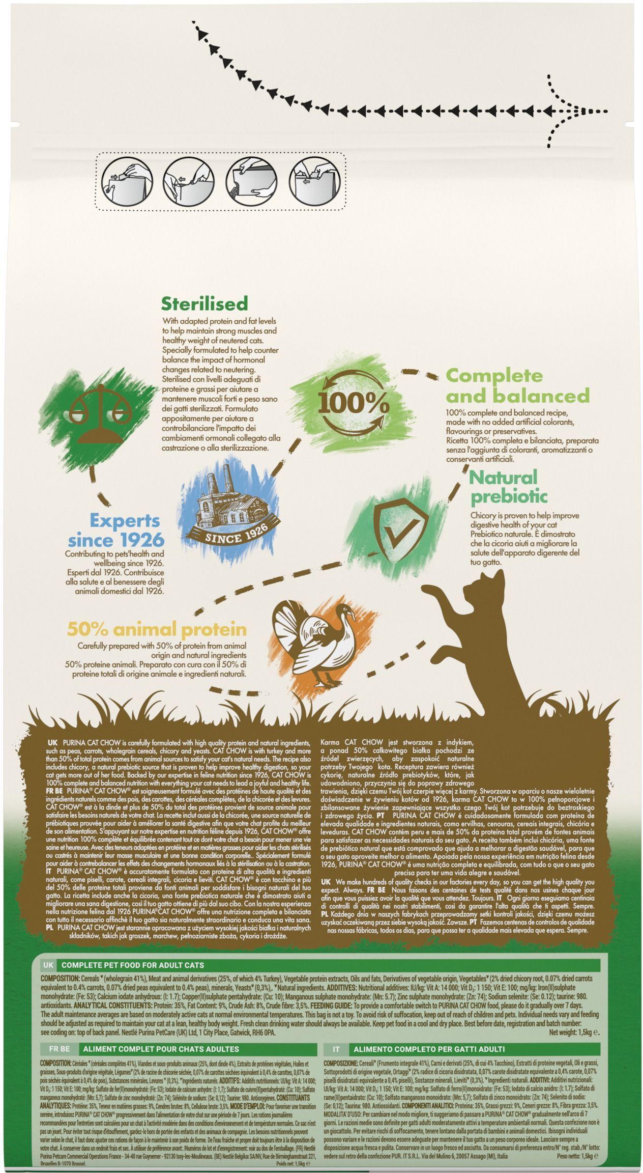 Сухой корм для котов Cat Chow Sterilised с индейкой 1,5кг фото 