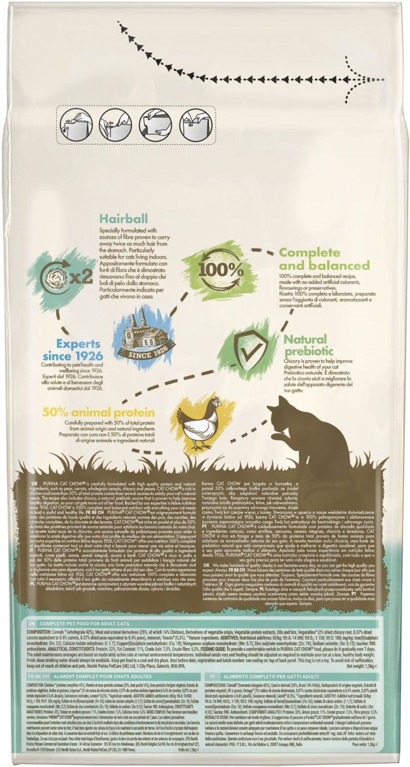 Сухой корм для котов Cat Chow Hairball с курицей 1,5кг фото