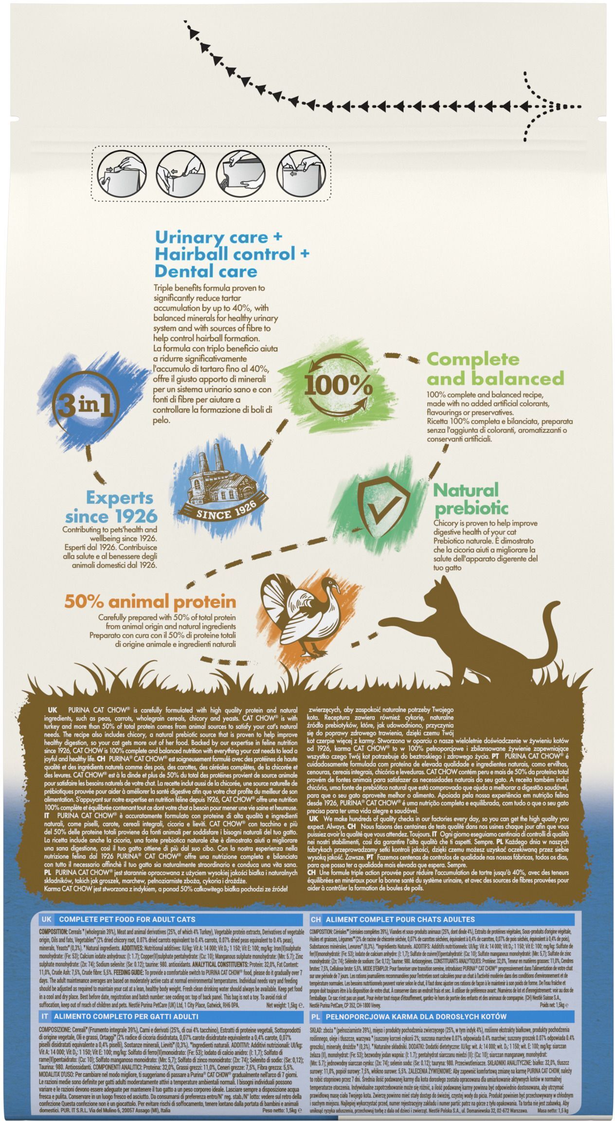 Сухий корм для котів Cat Chow Feline з індичкою 1,5кгфото