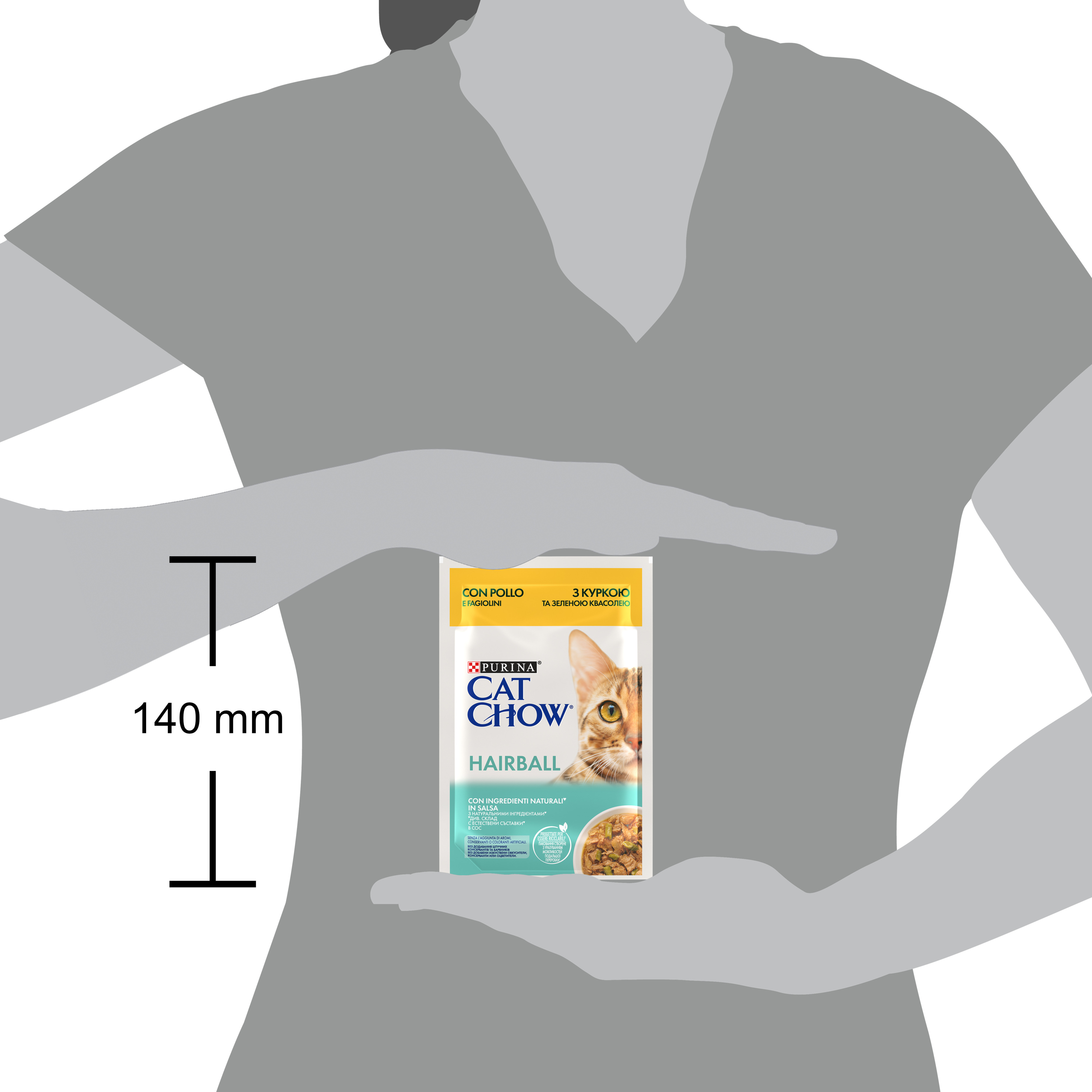 Вологий корм для котів Cat Chow Hairball Control виведення ithcns, з куркою та зеленою квасолею 85гфото