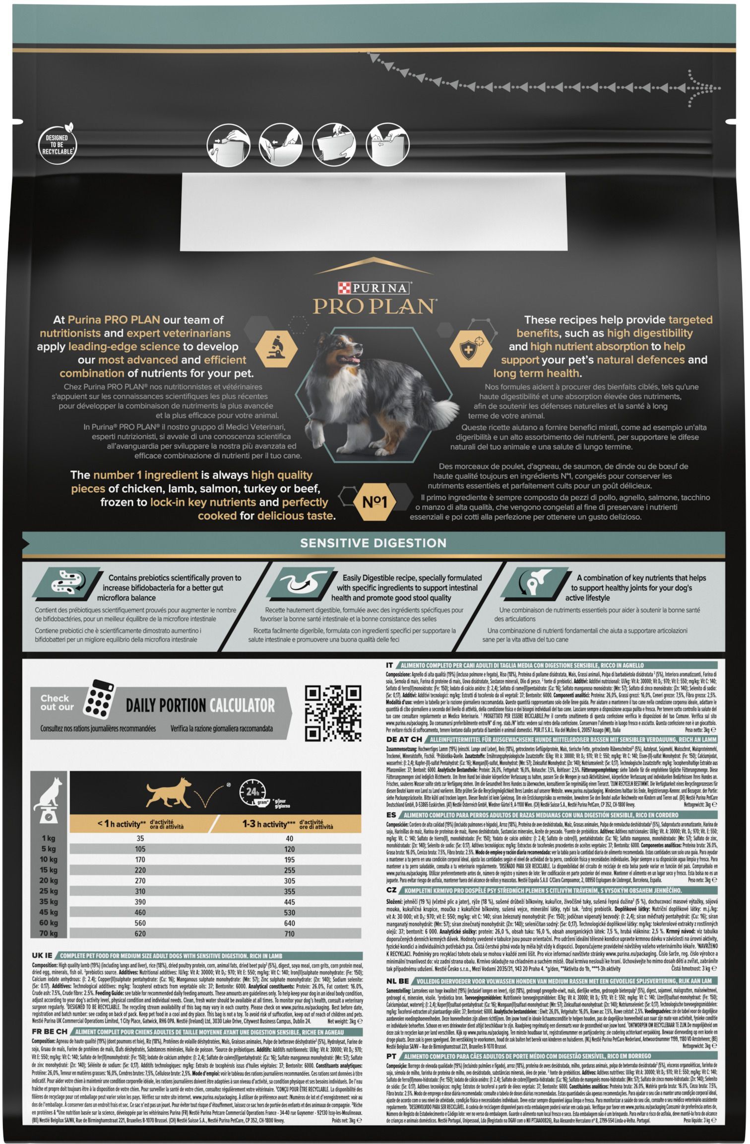 Сухий корм для собак середніх порід з чутливим травленням Purina Pro Plan Medium Sensitive ягня 3 кгфото