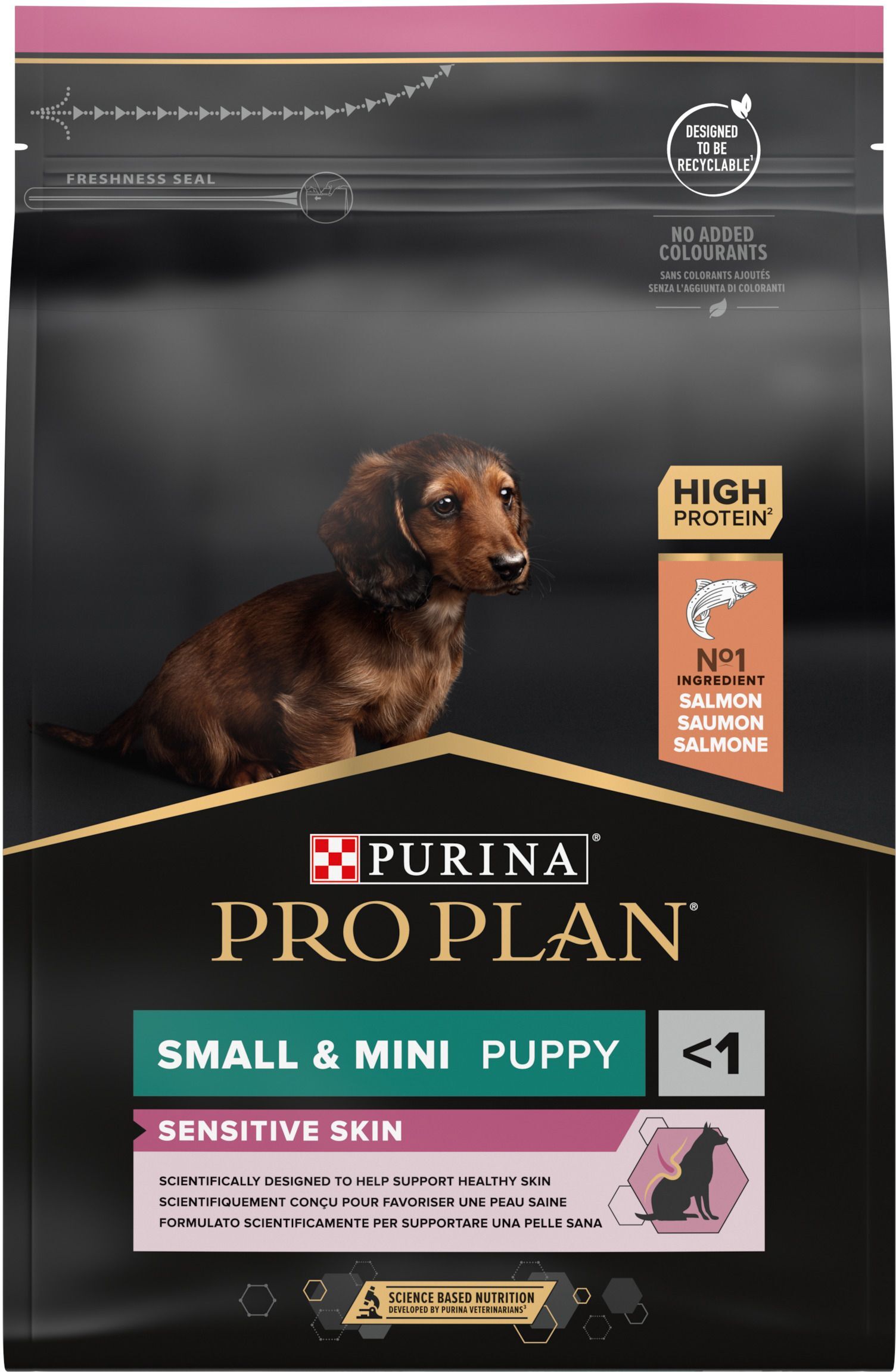 Сухий корм для цуценят малих порід з чутливою шкірою Purina ProPlan Puppy з лососем 3 кгфото