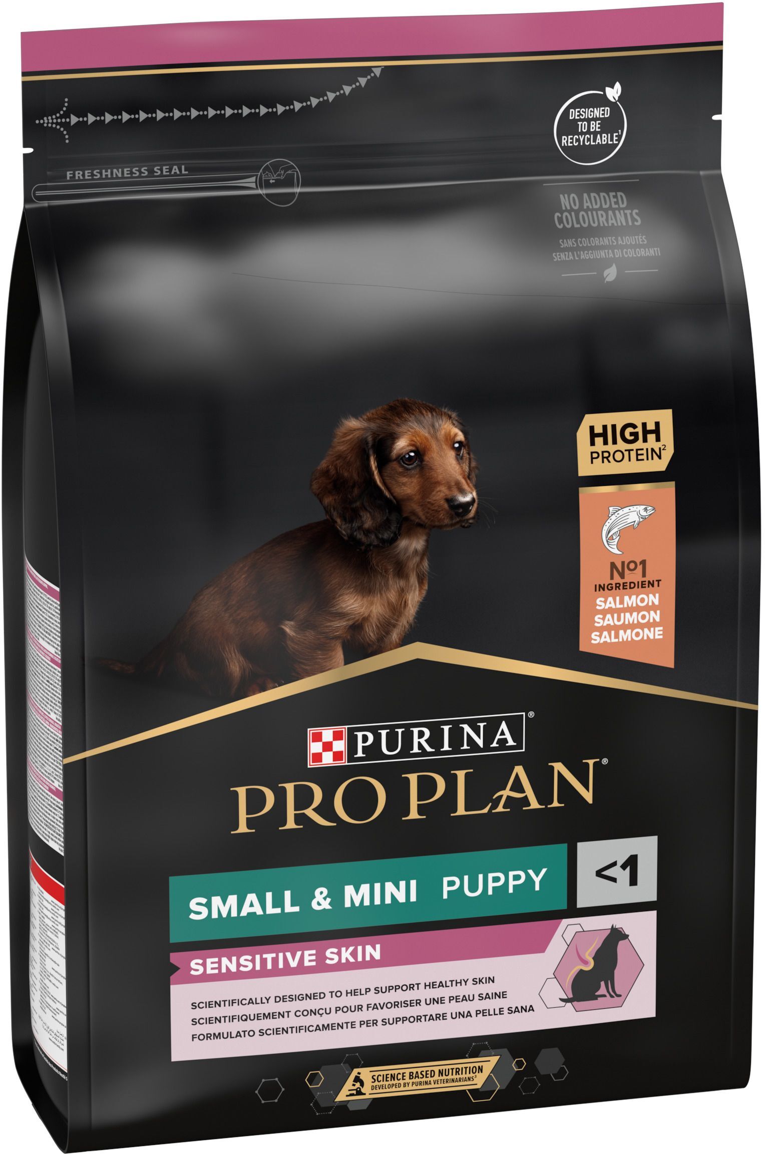 Сухий корм для цуценят малих порід з чутливою шкірою Purina ProPlan Puppy з лососем 3 кгфото