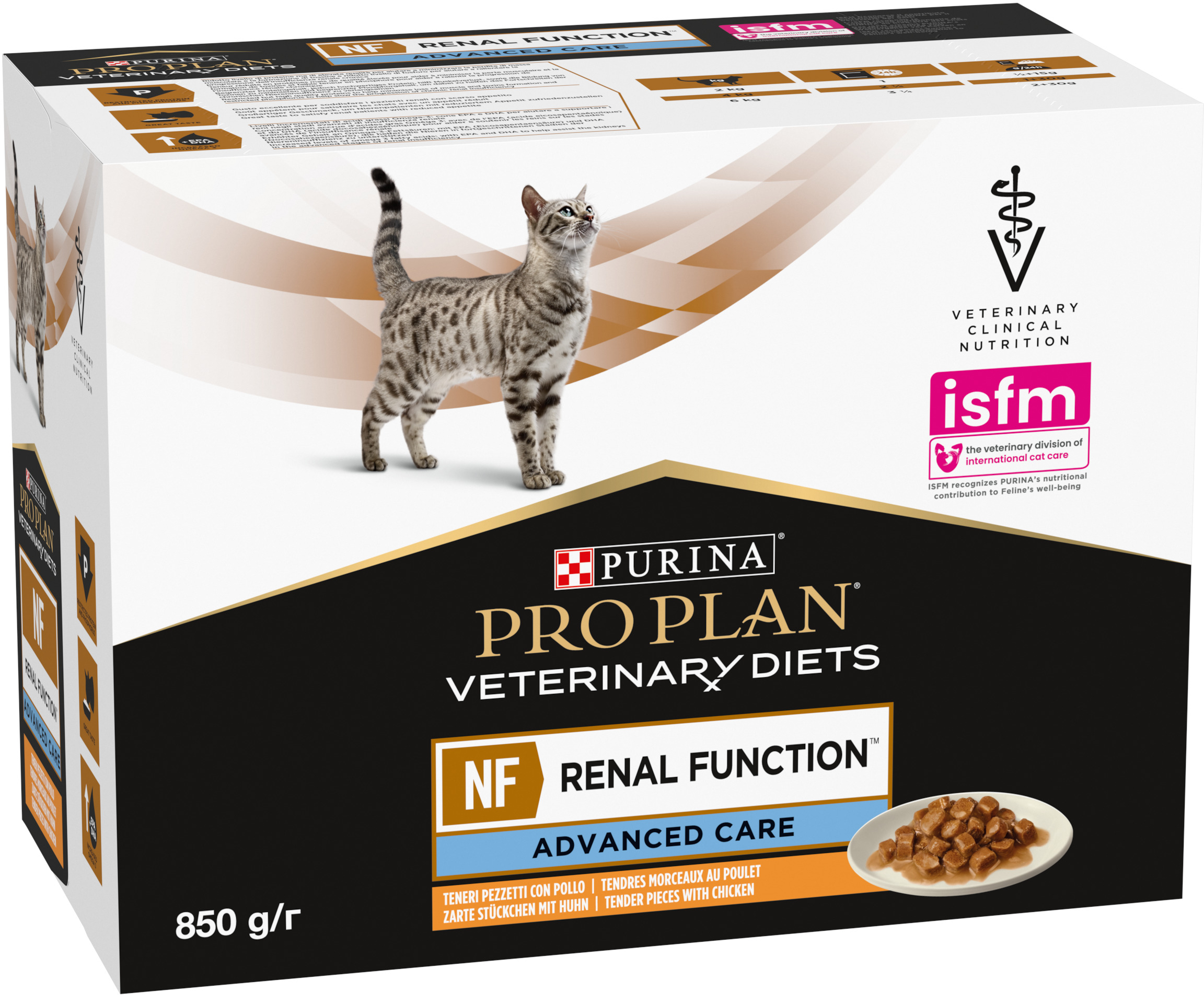 Упаковка влажного корма для котов Pro Plan Veterinary Diets при болезнях почек Advanced Care с курицей 10*85 г фото 3