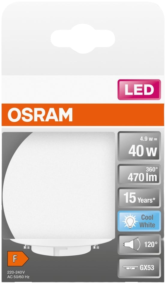 Лампа светодиодная Osram Led Star, 4.9W, 470Lm, 4000K, GX53 фото