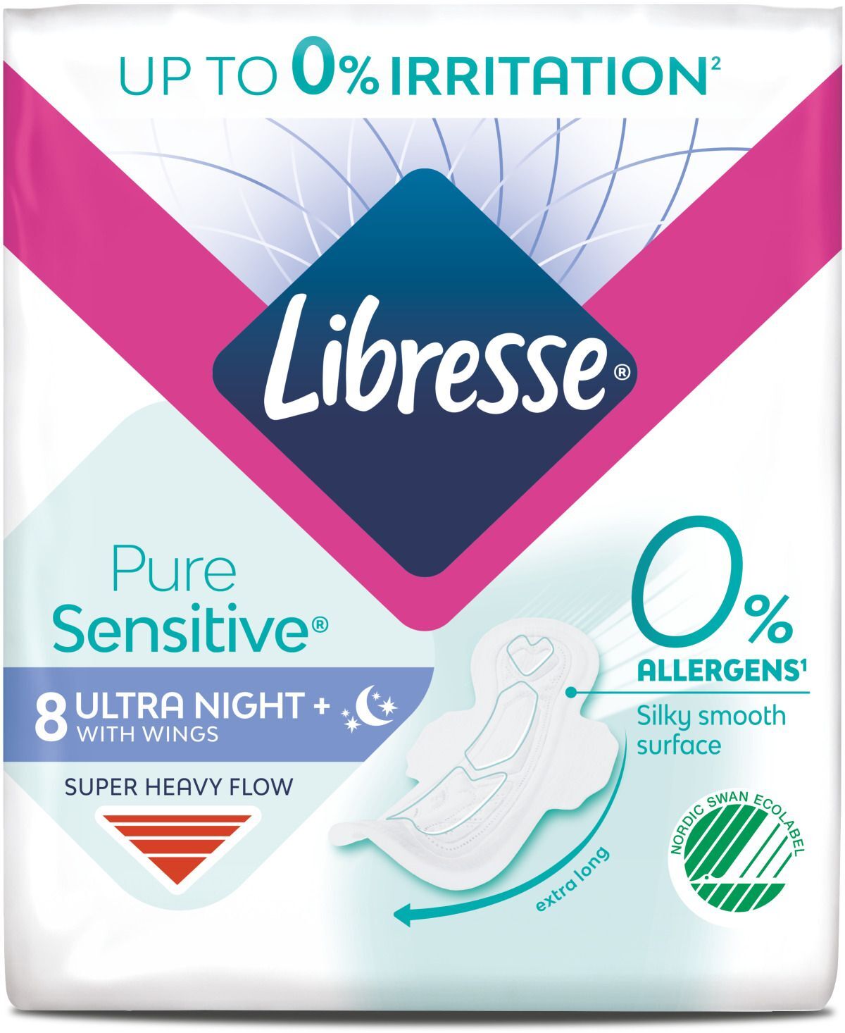 Прокладки гігієнічні Libresse Pure Sensitive Ultra Night 8фото2