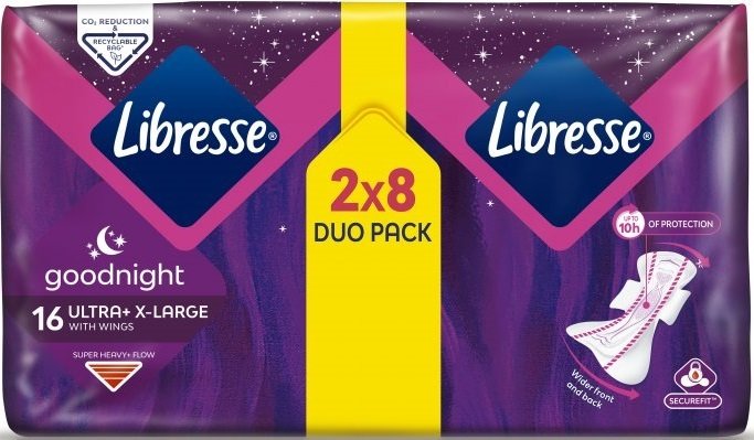 Гігієнічні прокладки Libresse Ultra Goodnight Extra Large нічні з крильцями 16 штфото3