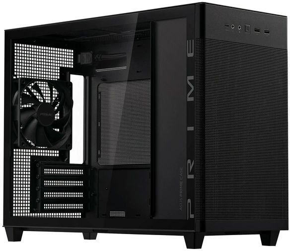 Корпус ASUS Prime AP201 Tempered Glas, без БП, 2xUSB3.2, 1xUSB Type-C, Tempered Glass side, mATX, Black фото 